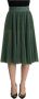 Dolce & Gabbana Metallic Green High Waist A-line Pleated Skirt Groen Dames - Thumbnail 1