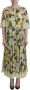 Dolce & Gabbana Gele Bloemenprint Geplooide Maxi Zijden Jurk Multicolor Dames - Thumbnail 1