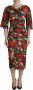 Dolce & Gabbana Multicolor Geranium Zijden Sheath Midi Jurk Multicolor - Thumbnail 3