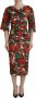 Dolce & Gabbana Multicolor Geranium Zijden Sheath Midi Jurk Multicolor Dames - Thumbnail 3