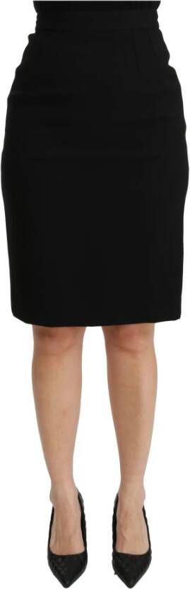Dolce & Gabbana Stijlvolle Zwarte A-lijn Hoge Taille Mini Wollen Rok Black Dames