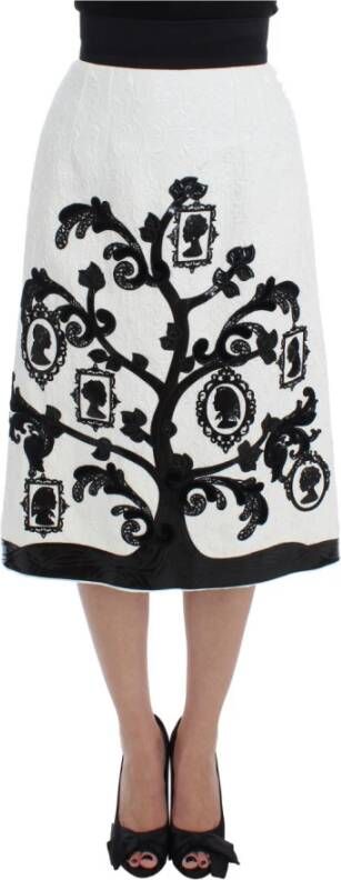 Dolce & Gabbana Witte Bloemen Brokaat Familieboom Rok White Dames