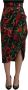 Dolce & Gabbana Black Red Fruit Stretch Wrap Skirt Zwart Dames - Thumbnail 1