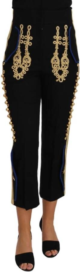 Dolce & Gabbana Militaire versierde zwarte gouden broek Black Dames