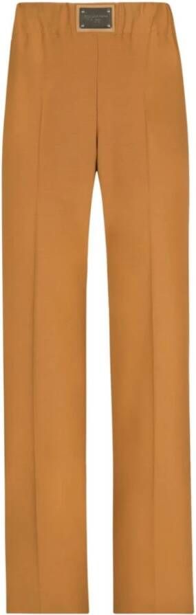Dolce & Gabbana Mosterdgele Logo-Plaque Broek Bruin Dames