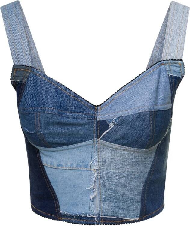Dolce & Gabbana Denim Patchwork Vest Top Blue Dames