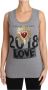 Dolce & Gabbana Grijze tanktop kristallen lovertjes hart t-shirt Grijs Dames - Thumbnail 1