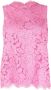 Dolce & Gabbana Mouwloze top van bloemenkant met monogramdetails Pink Dames - Thumbnail 3