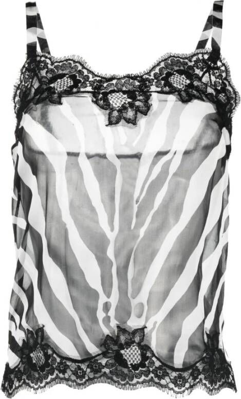 Dolce & Gabbana Top with animal motif Zwart Dames