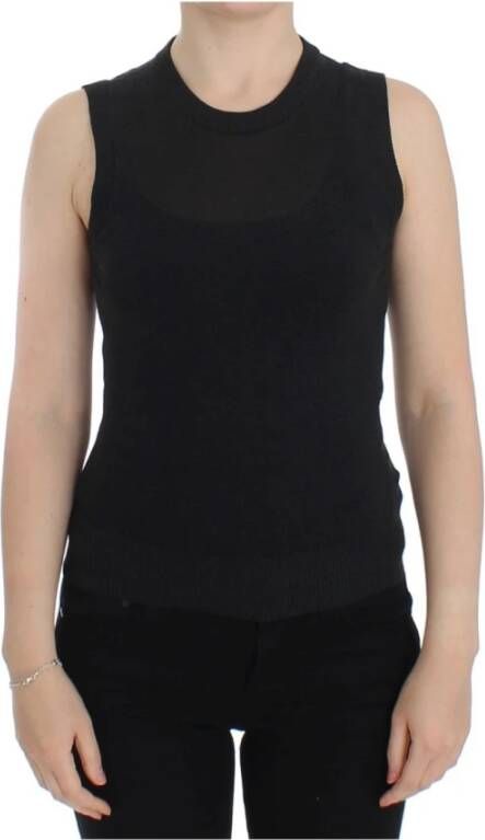 Dolce & Gabbana Luxe Zwarte Mouwloze Crewneck Vest Pullover Black Dames