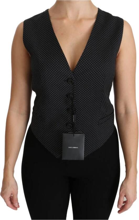 Dolce & Gabbana Diep Uitgesneden Mouwloze Waistcoat Vest Blouse Black Dames