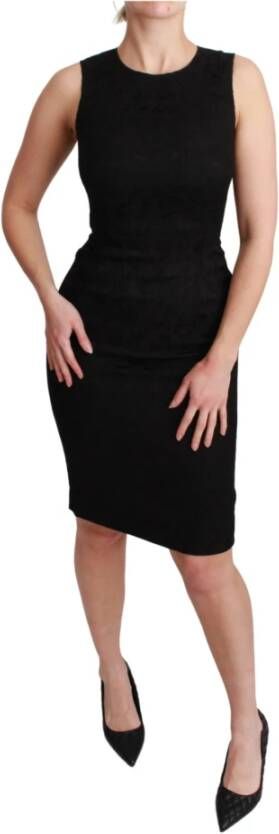 Dolce & Gabbana Mouwloze bodycon knie lengte jurk Zwart Dames