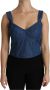 Dolce & Gabbana Blue Sleeveless Bustier Blouse Cotton Top Blauw Dames - Thumbnail 1