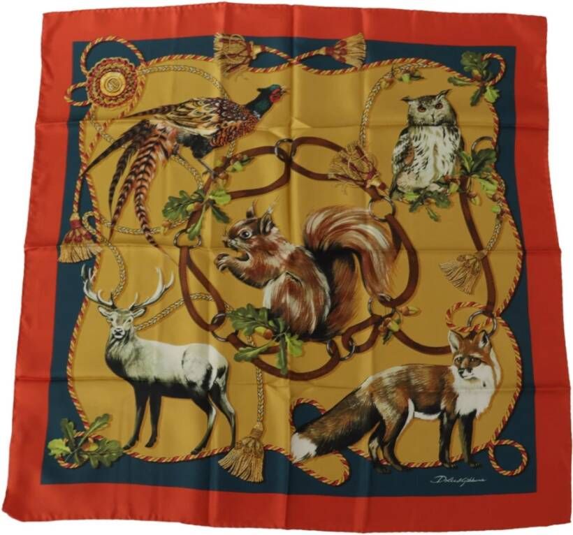 Dolce & Gabbana Multicolor dierenprint zijden sjaal Meerkleurig