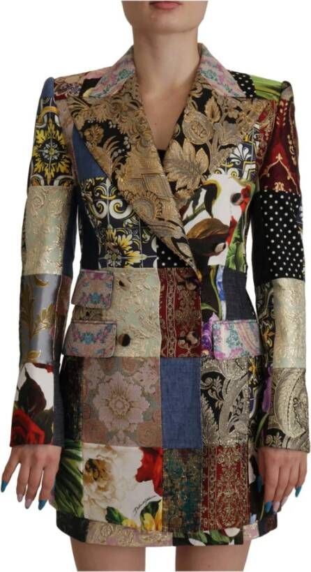 Dolce & Gabbana Multicolor Double-Breasted Patchwork Jacquard Blazerjas Jacket Meerkleurig Dames