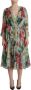 Dolce & Gabbana Multicolor Green Silk Wrap Gown Dress Meerkleurig Dames - Thumbnail 1
