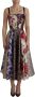 Dolce & Gabbana Multicolor Pachwork Print Floral Jaquard Silk Midi Dress Meerkleurig Dames - Thumbnail 2