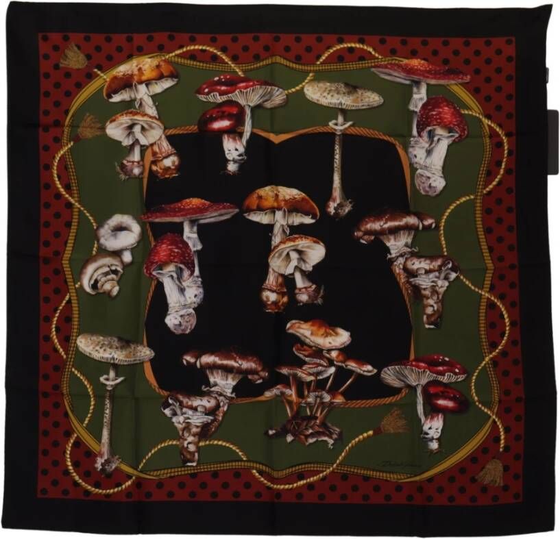 Dolce & Gabbana Multicolor Paddenstoel Zijden Zakdoek Sjaal Meerkleurig