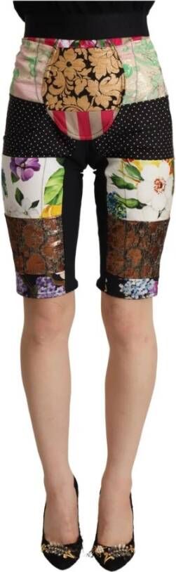 Dolce & Gabbana Multicolor Patchwork High Waist Cropped Pants Meerkleurig Dames