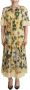 Dolce & Gabbana Multicolor Silk Floral Print Long Maxi Dress Geel Dames - Thumbnail 3