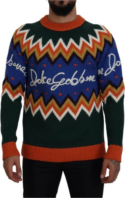 Dolce & Gabbana Multicolor Wol Gebreide Trui Meerkleurig Heren