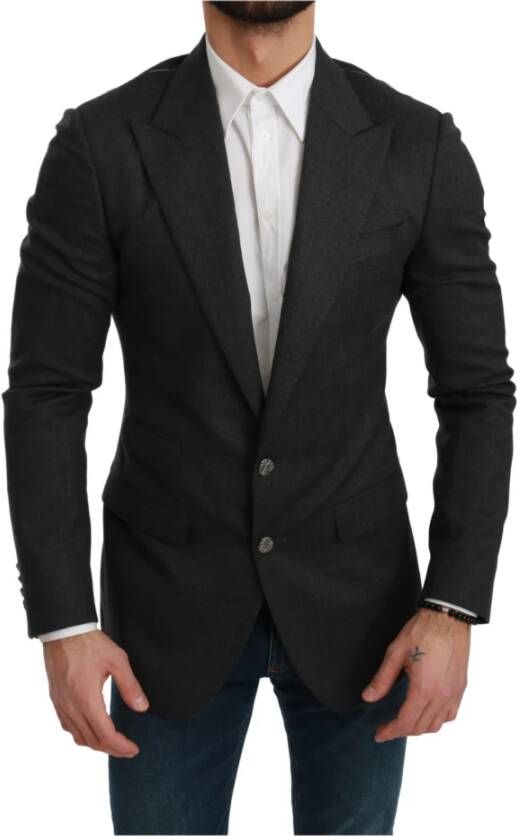 Dolce & Gabbana Pre-owned Gray Napoli Slim Fit Jacket Wool Blazer Grijs Heren