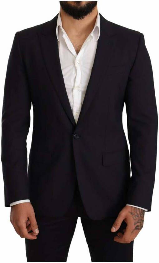Dolce & Gabbana Black Slim Jacket Coat Martini Blazer Zwart Heren