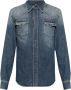 Dolce & Gabbana Slim Fit Stretch Denim Overhemd Blue Heren - Thumbnail 1