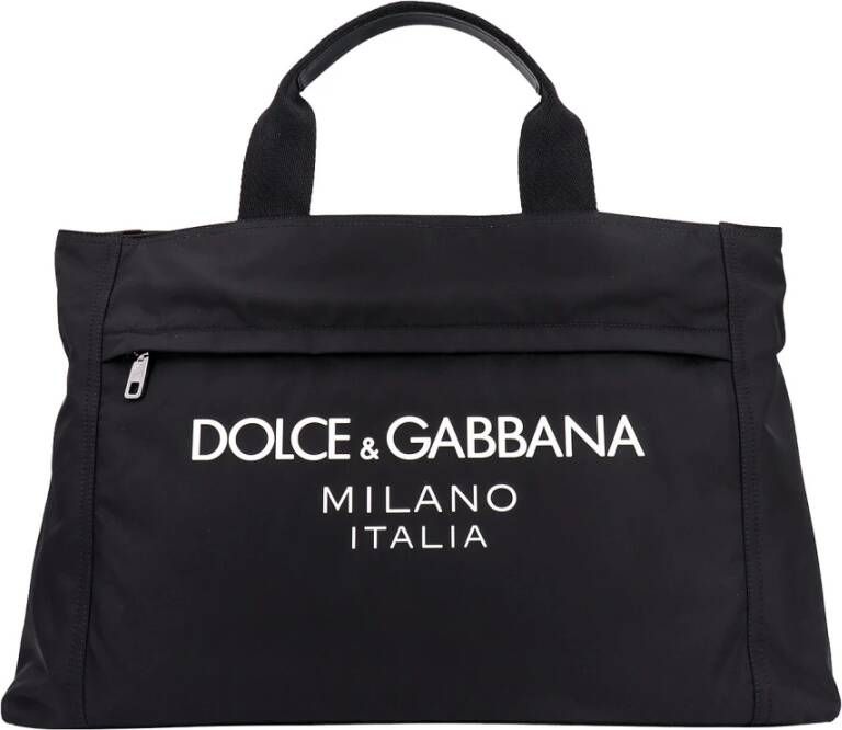 Dolce & Gabbana Nylon Logo Print Handtas Zwart Heren