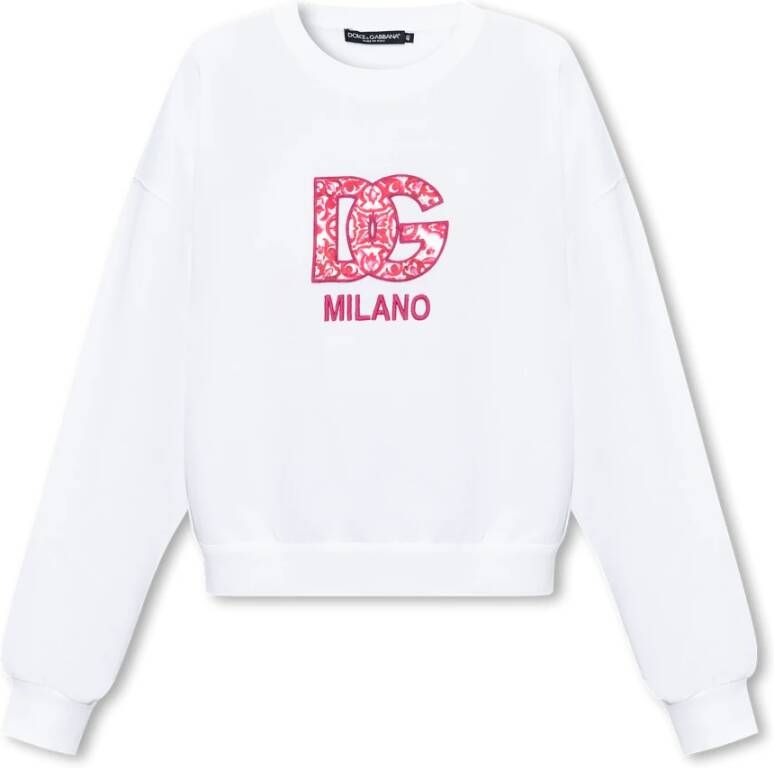 Dolce & Gabbana Witte DG Logo Patch Sweatshirt White Dames