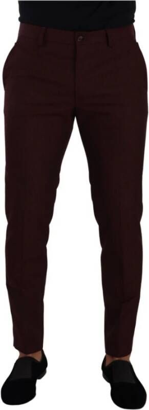 Dolce & Gabbana Maroon Bordeaux Skinny Slim Trouser Pants Rood Heren