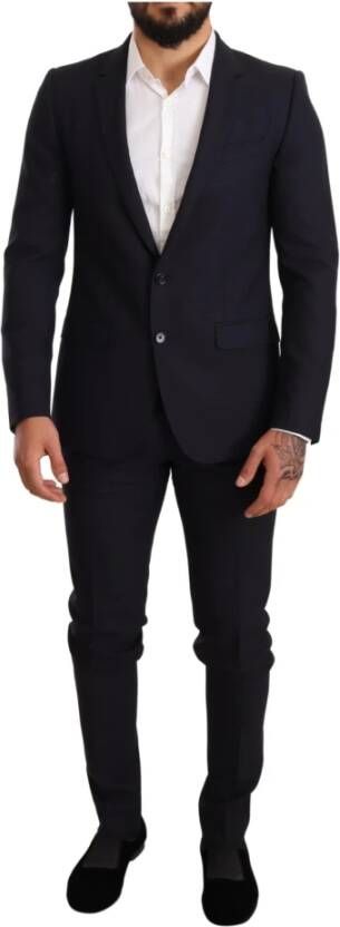 Dolce & Gabbana Blauw patroon Martini Slim FIT 2-delig pak Blue Heren