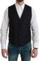 Dolce & Gabbana Blauw Gestreepte Formele Gilet Blue Heren - Thumbnail 1