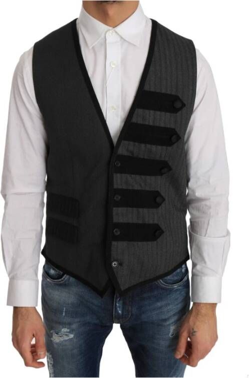Dolce & Gabbana Grijze Wol Torrero-geïnspireerde Slimme Vest Gray Heren