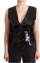Dolce & Gabbana Zwarte Paillet V-Hals Mouwloze Vest Tank Top Black Dames - Thumbnail 1