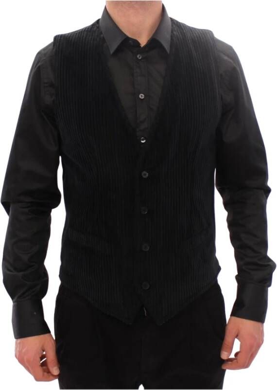 Dolce & Gabbana Zwarte Manchester Single Breasted Vest Black Heren