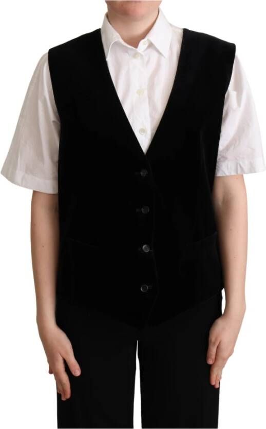 Dolce & Gabbana Leopard Print Katoenen Vest Black