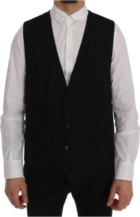 Dolce & Gabbana Gestreepte Katoenen Vest voor Heren Black Heren