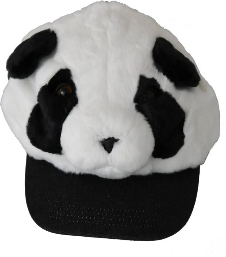 Dolce & Gabbana Panda Fur Baseball Hat Wit Heren