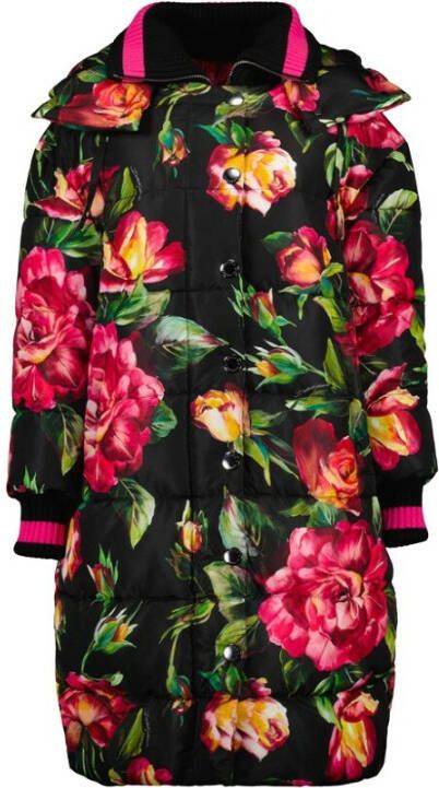 Dolce & Gabbana Lang gewatteerd jack met rozenprint Multicolor Dames - Foto 2