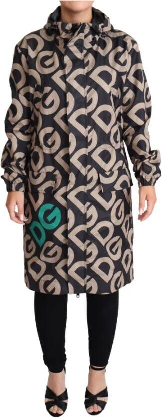 Dolce & Gabbana DG Monogram Windbreaker Coat Jacket Black Dames