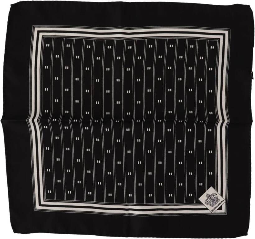 Dolce & Gabbana Patroon zijden vierkant zakdoek sjaal Zwart Heren