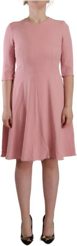 Dolce & Gabbana Pink 3 4 Sleeves Viscose Blend A-line Dress Roze Dames