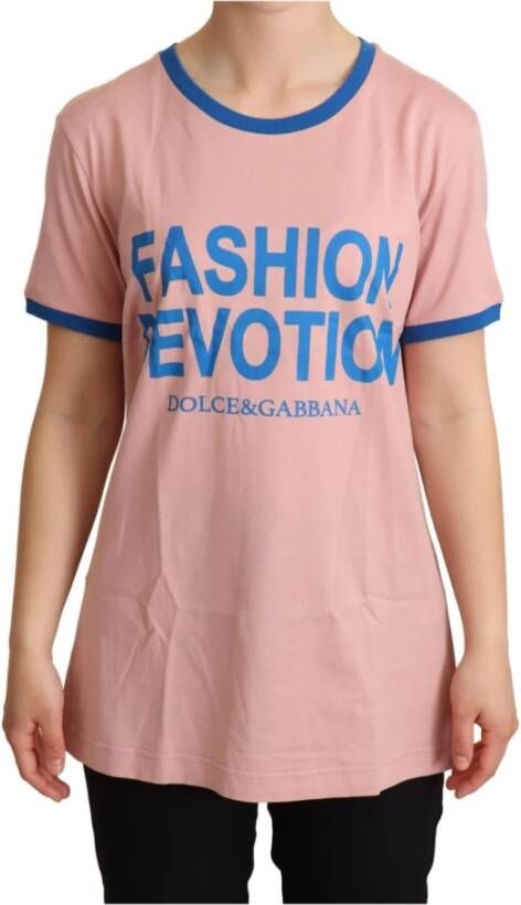 Dolce & Gabbana Pink Fashion Devotion Crewneck T-shirt Roze Dames
