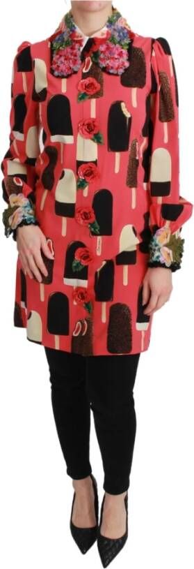 Dolce & Gabbana Roze IJs Bloemen Pailletten Jurk Multicolor Dames
