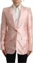 Dolce & Gabbana Pink Satin Long Sleeves Blazerjas Coat Jacket Roze Dames - Thumbnail 1