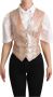 Dolce & Gabbana Pink Waistcoat Stripe Waistcoat Vest Top Roze Dames - Thumbnail 1