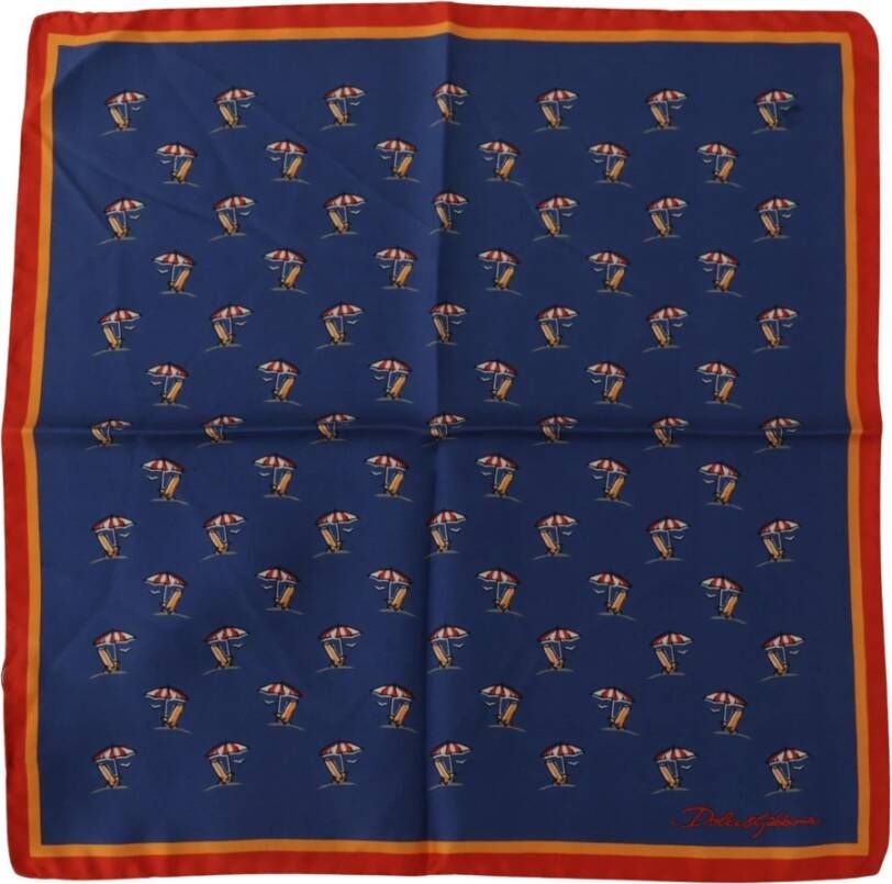 Dolce & Gabbana Blauw Bedrukte Zijden Vierkante Heren Zakdoek Multicolor Heren