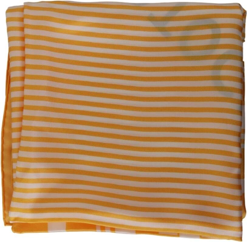 Dolce & Gabbana Geel Gestreepte Zijden Vierkante Foulard Sjaal Yellow Dames