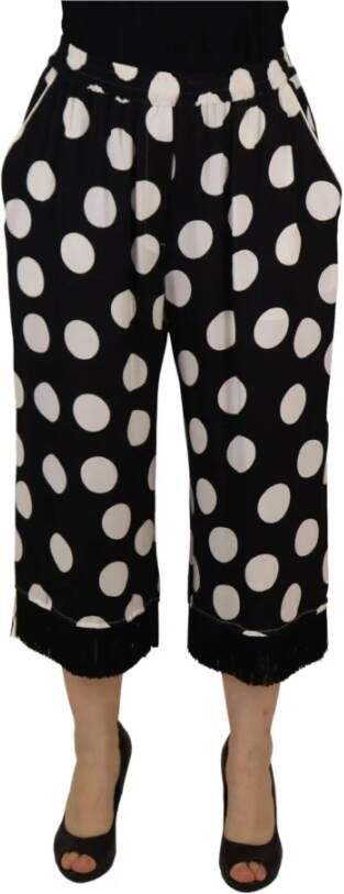 Dolce & Gabbana Polka Dot Mid Waist Cropped Trouser Pants Zwart Dames